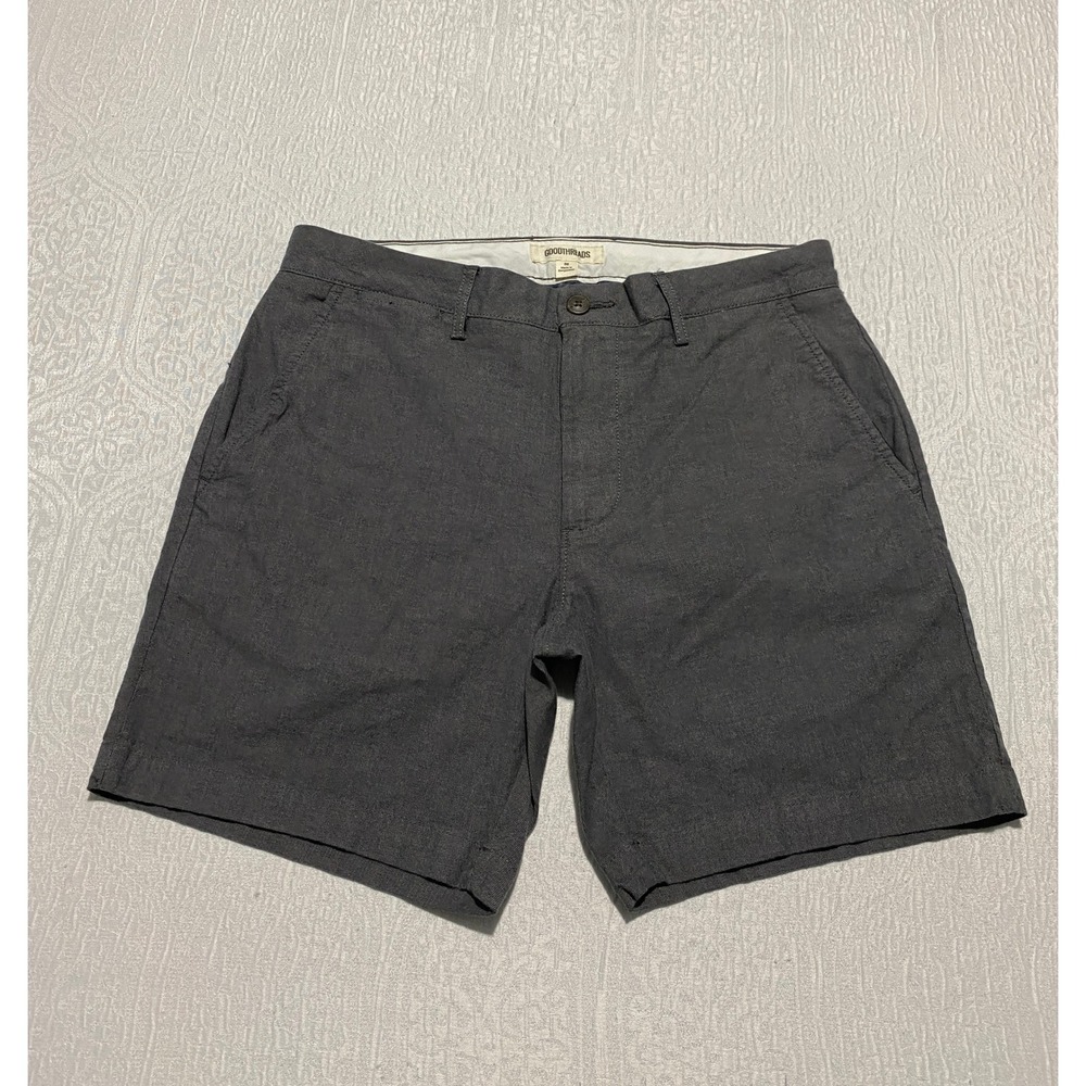 Goodthreads Chino Oxford Shorts Mens Size‎ 32 Gray Casual Everyday Flat Front - Picture 2 of 9